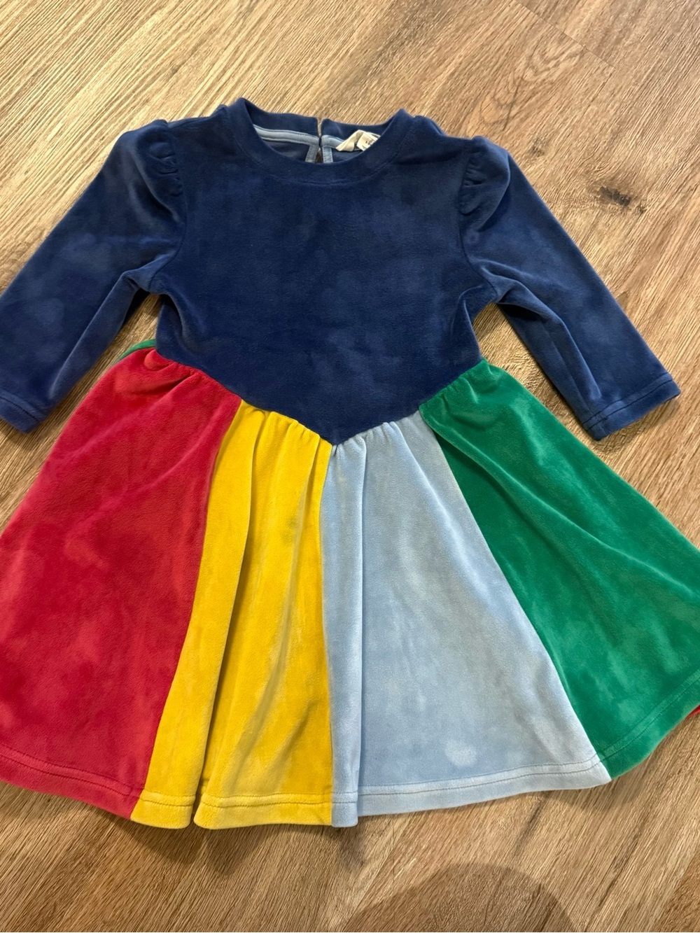 Mini Boden Rainbow Velour Dress Toddler Girl Size 2-3T Colorful Twirl Girly READ